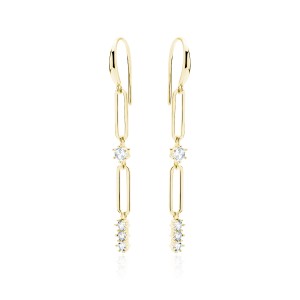 Cercei argint placati cu aur galben lungi cu pietre si tortite DiAmanti Z1992RG_W-DIA (Argint 925‰ 3,9 g.)
